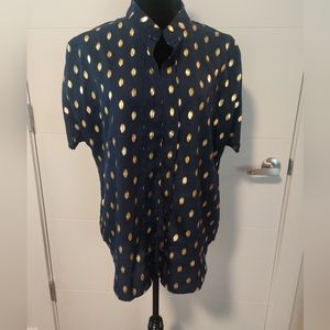 Navy and gold blouse